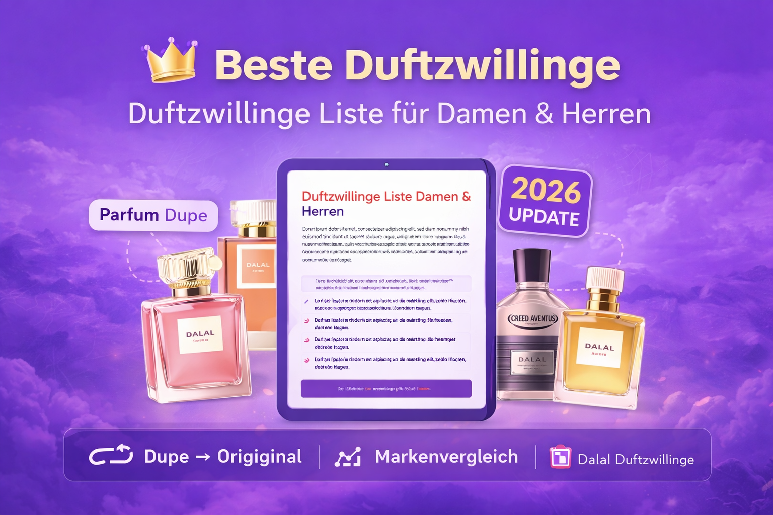 Duftzwillinge Liste Damen & Herren – beste Parfum Dupes